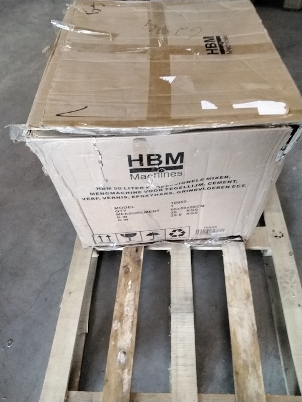 HBM 50 liter professionel mixer, blandemaskine til fliselim, cement, maling, lak, epoxyharpiks, grus - brugt